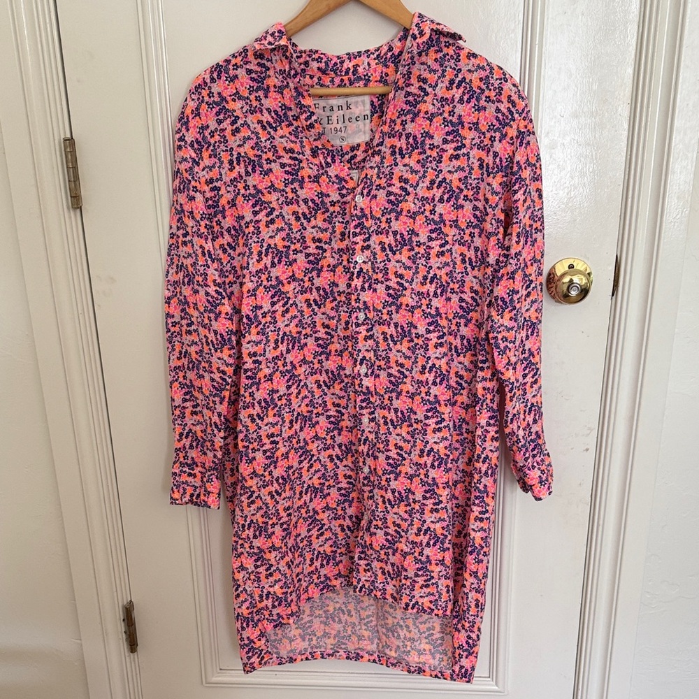 Frank & Eileen Pink and Navy Patterned Blouse